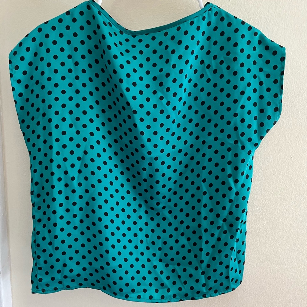 Vintage 80s silky polka dot blouse - Picture 2 of 3